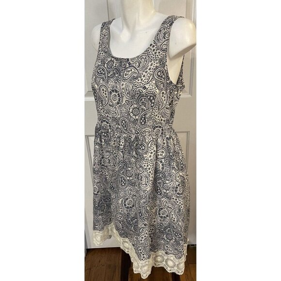 Anthropologie Doe & Rae Dress Womens Large Sleeveless Gray Blue Off White - Picture 5 of 8